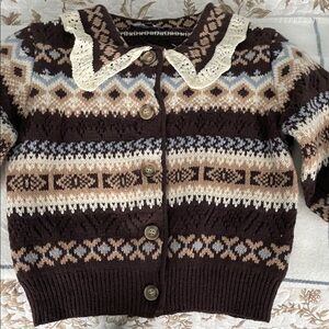 Lulu's Brown and Cream Patterned Cardigan